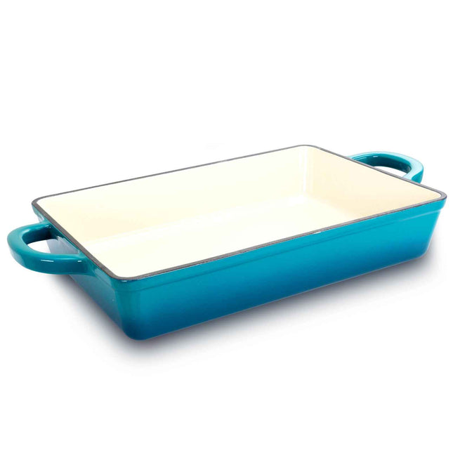 Crock Pot Artisan 13 in. Enameled Cast Iron Lasagna Pan in Teal Ombre