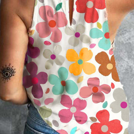 Flower Printed Round Neck Tank