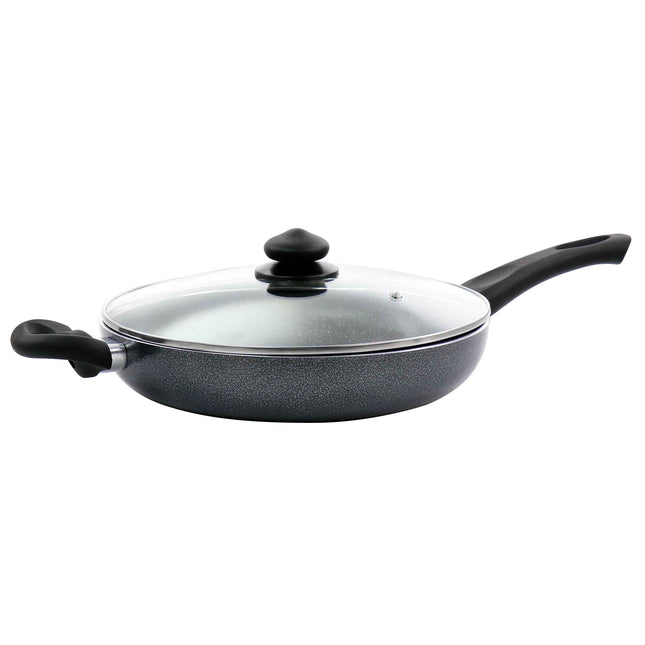 Oster Pallermo 3.5 Quart Aluminum Nonstick Saute Pan in Charcoal with Lid