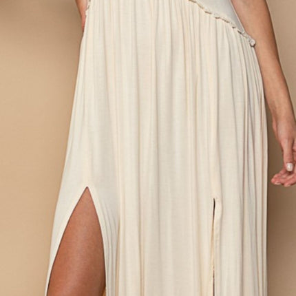 POL Sleeveless Back Zipper Front Slit Maxi Dress