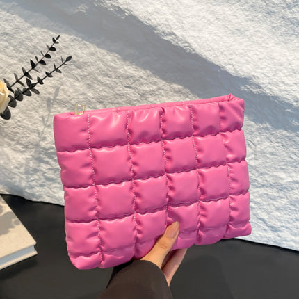 Quilted Plaid Clutch with Zipper