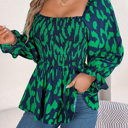 Square Neck Flounce Sleeve Blouse