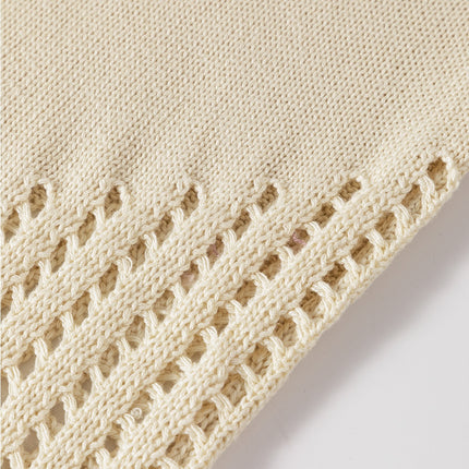 Openwork Round Neck Knit Vest