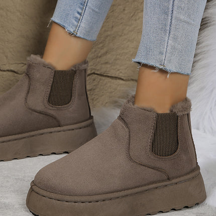 Suede Round Toe Platform Boots