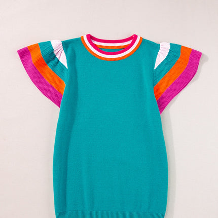 Color Block Round Neck Knit Top