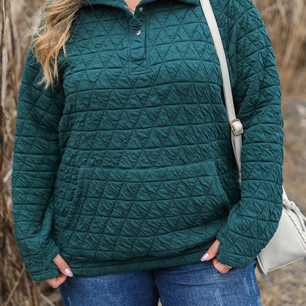 Plus Size Quarter Snap Quilted Sweatshirt