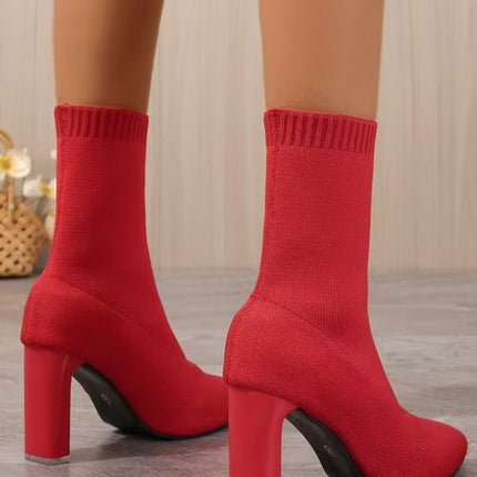 Point Toe Block Heel Boots