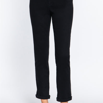 ACTIVE BASIC Cotton-Span Twill Straight Pants