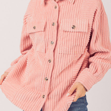 Button Up Long Sleeve Corduroy Jacket