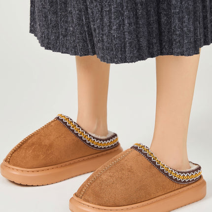 Faux Fur Suede Platform Slippers