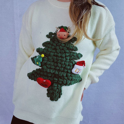 Christmas Tree Round Neck Long Sleeve Sweater