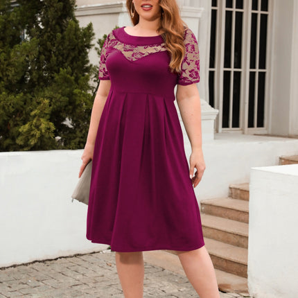 Plus Size Ruched Round Neck Short Sleeve Dress