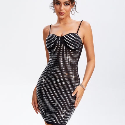 Rhinestone Sweetheart Neck Mini Cami Dress