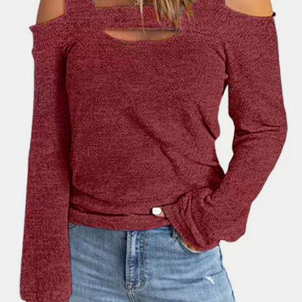 Full Size Cutout Cold Shoulder Blouse