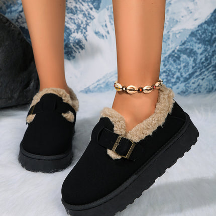 Round Toe Platform Fuzzy Boots