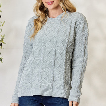 BiBi Cable Knit Round Neck Sweater