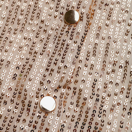 Perfee Sequin Contrast Collared Neck Long Sleeve Shirt