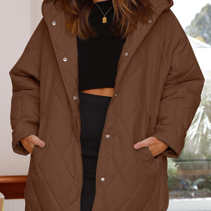 Slit Snap Down Long Sleeve Hooded Jacket