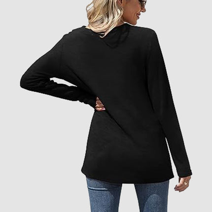 Lace Detail V-Neck Long Sleeve T-Shirt