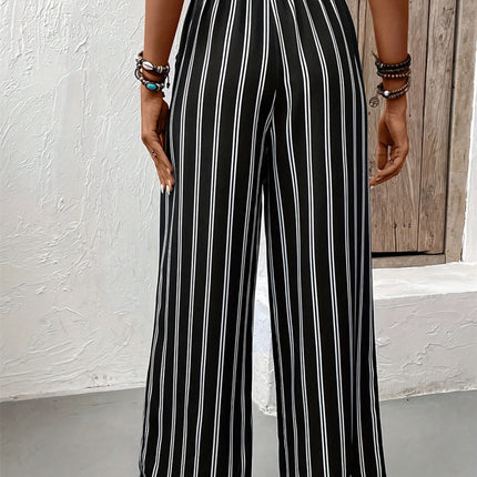 Striped High Waist Wide Leg Pants