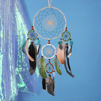 2023 New Dream catchers Retro 5 Ring Dream Catchers Home Decoration Indians Natural Stone Tree of Life Dreamcatcher Wall Hanging