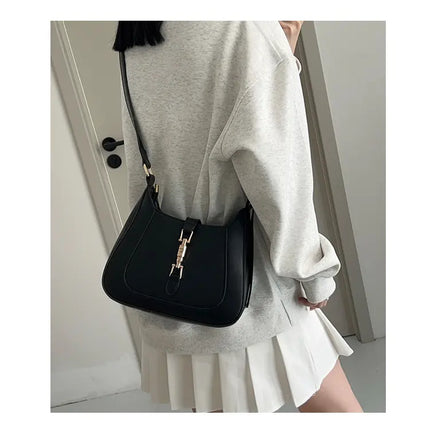 Vintage Women's Shoulder Bag 2023 Autumn Winter Fashion PU Leather Underarm Bags Trend All-Matched Crossbody Pack