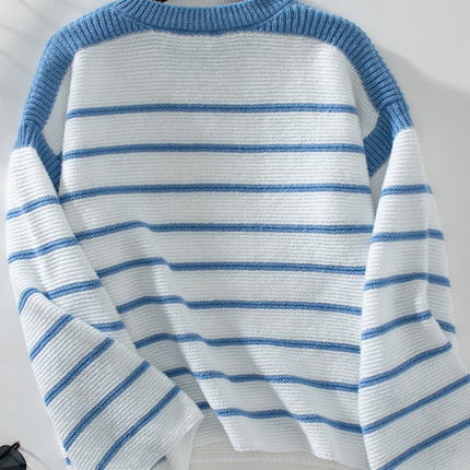 Striped Round Neck Long Sleeve Sweater