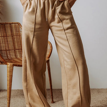 Drawstring Wide Leg Pants with Pockets