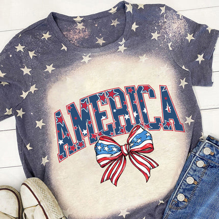 AMERICA Round Neck Short Sleeve T-Shirt