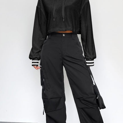 Drawstring Drop Shoulder Long Sleeve Hoodie