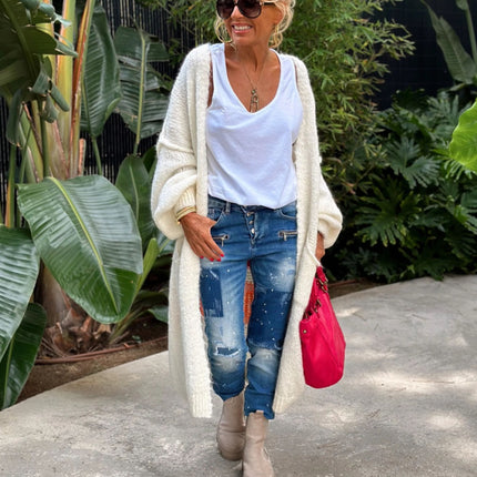 Letter Dropped Shoulder Long Sleeve Cardigan - Vickie Lynn's
