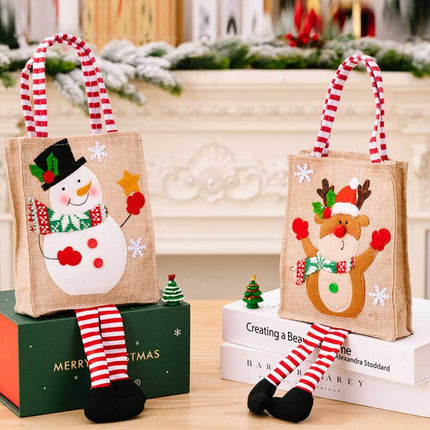 4-Pack Christmas Gnome Graphic Striped Gift Bag