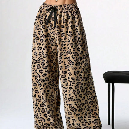 Leopard Wide Leg Plush Pants