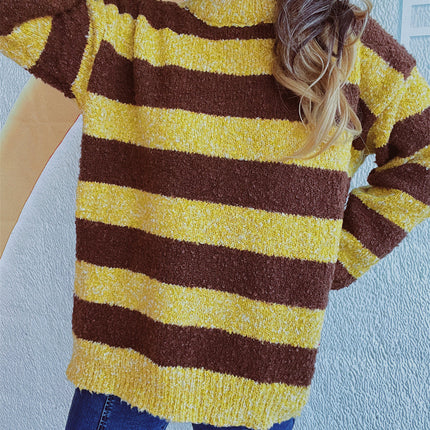 Striped Round Neck Long Sleeve Sweater