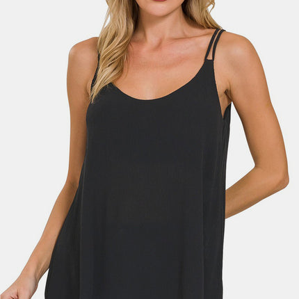 Zenana Woven Double Spaghetti Strap V-Neck Cami