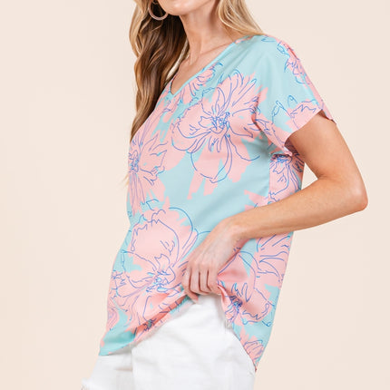 BOMBOM Floral Short Sleeve T-Shirt