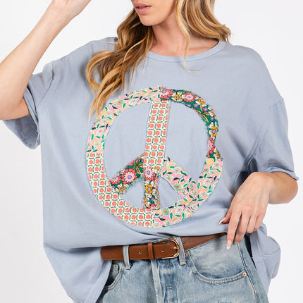 SAGE + FIG Peace Sign Round Neck Half Sleeve T-Shirt