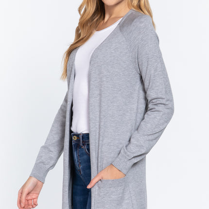 ACTIVE BASIC Open Front Long Sleeve Cardigan