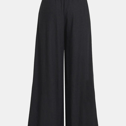 Zenana Pleated Linen Blend Wide Leg Pants