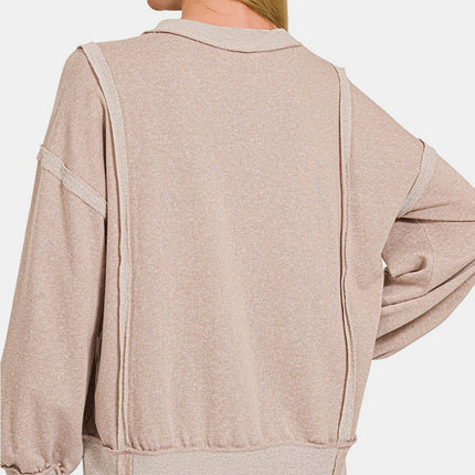 Zenana Washed Exposed-Seam Sweatshirt