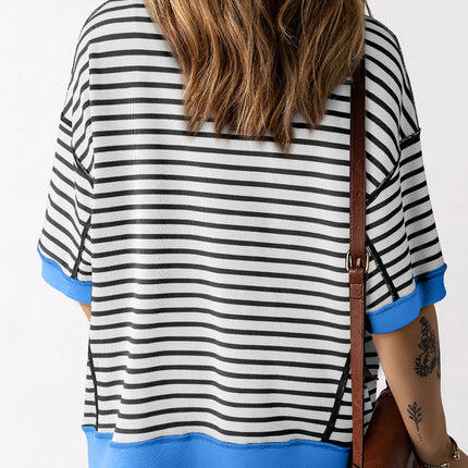 Striped Round Neck Half Sleeve T-Shirt