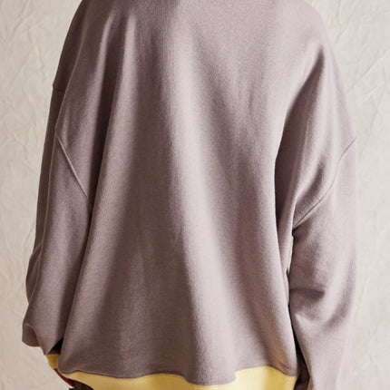 Contrast Trim Round Neck Long Sleeve Sweatshirt