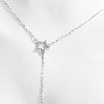 925 Sterling Silver Zircon Star Drop Necklace