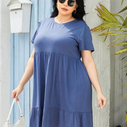 Plus Size Round Neck Short Sleeve Dress