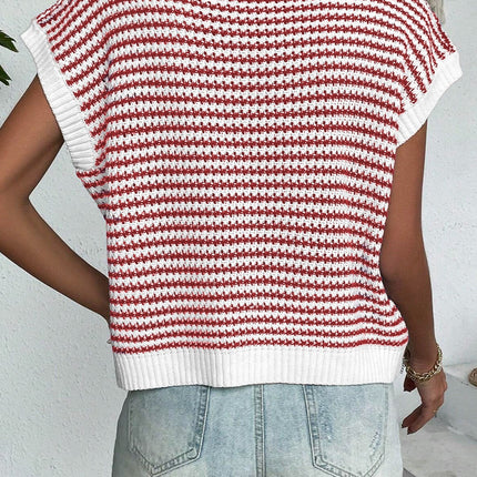 Striped Round Neck Sweater Vest