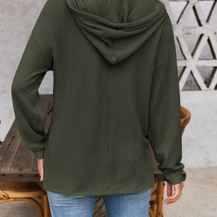 Double Take Drawstring Dropped Shoulder Long Sleeve Hoodie