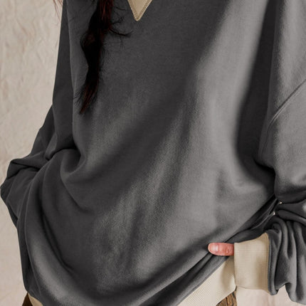 Contrast Dropped Shoulder Long Sleeve Sweatshirt