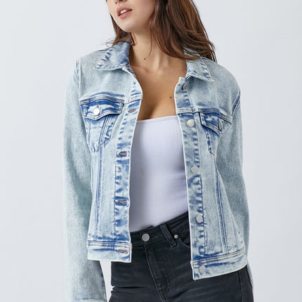 RISEN Button Up Washed Denim Jacket