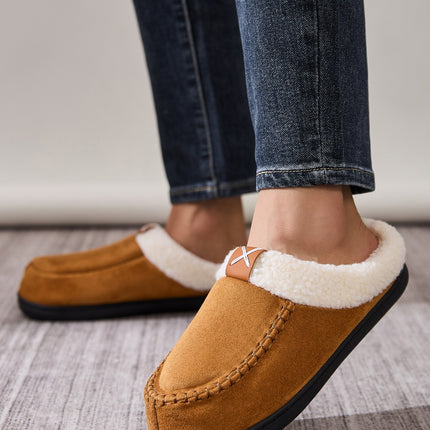 Contrast Round Toe Flat Slippers