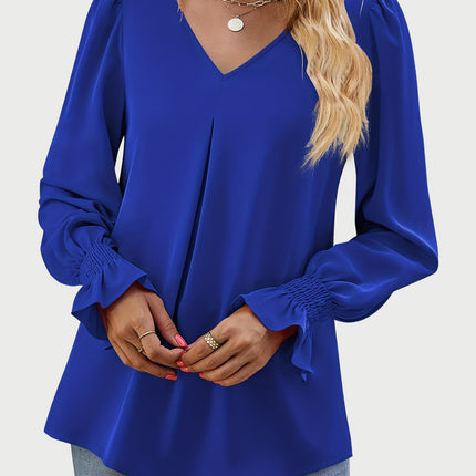 V-Neck Flounce Sleeve Top